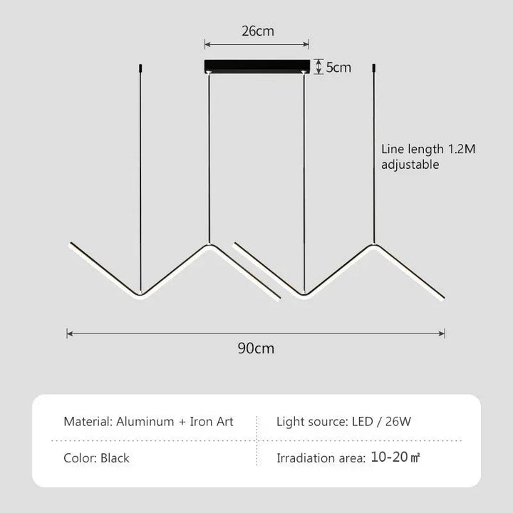Modern LED Pendant Light – Nordic Gold Chandelier for Kitchen, Dining Room, and Restaurant, Z-Shape Design with Remote Control | Kalsten