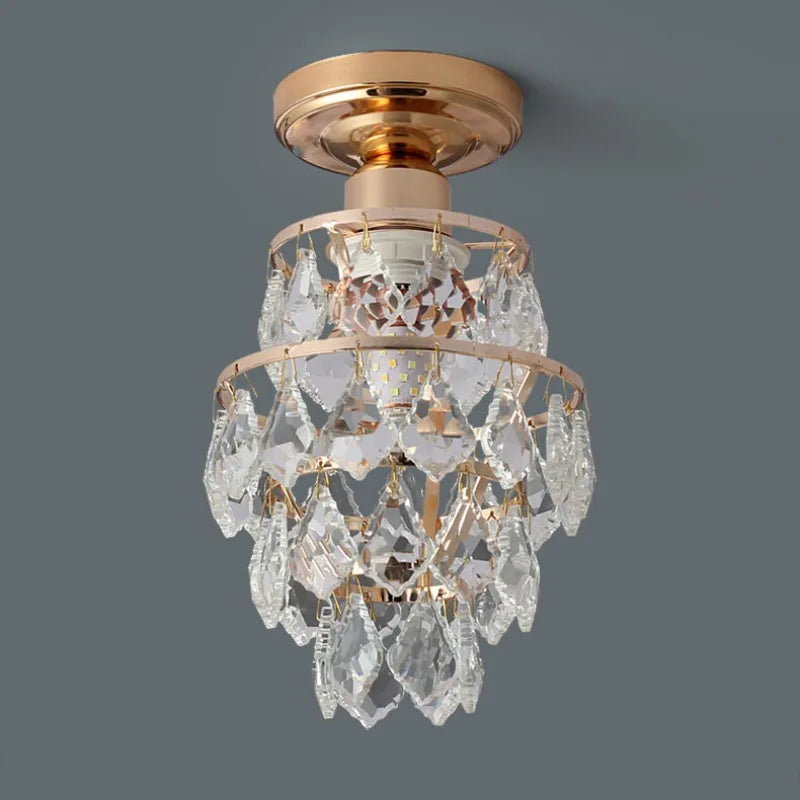 Modern Gold Mini Crystal Ceiling Light – E27 LED Fixture for Bedroom, Living Room, Stairs, and Home Decor | Kalsten