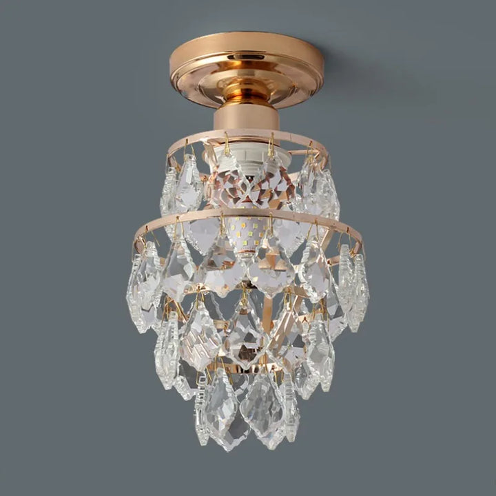 Modern Gold Mini Crystal Ceiling Light – E27 LED Fixture for Bedroom, Living Room, Stairs, and Home Decor | Kalsten