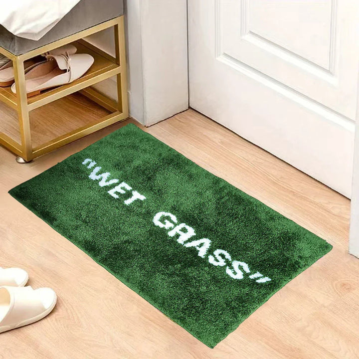 FreshLawn Comfort Mat – Trendy "Wet Grass" Doormat in Green with Soft Plush | Kalsten