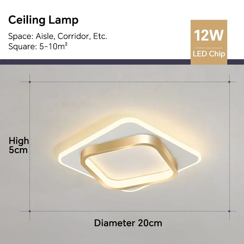 Modern LED Ceiling Lamp - Square Ceiling Light Fixture for Living Room, Stair, Aisle, and More | Kalsten
