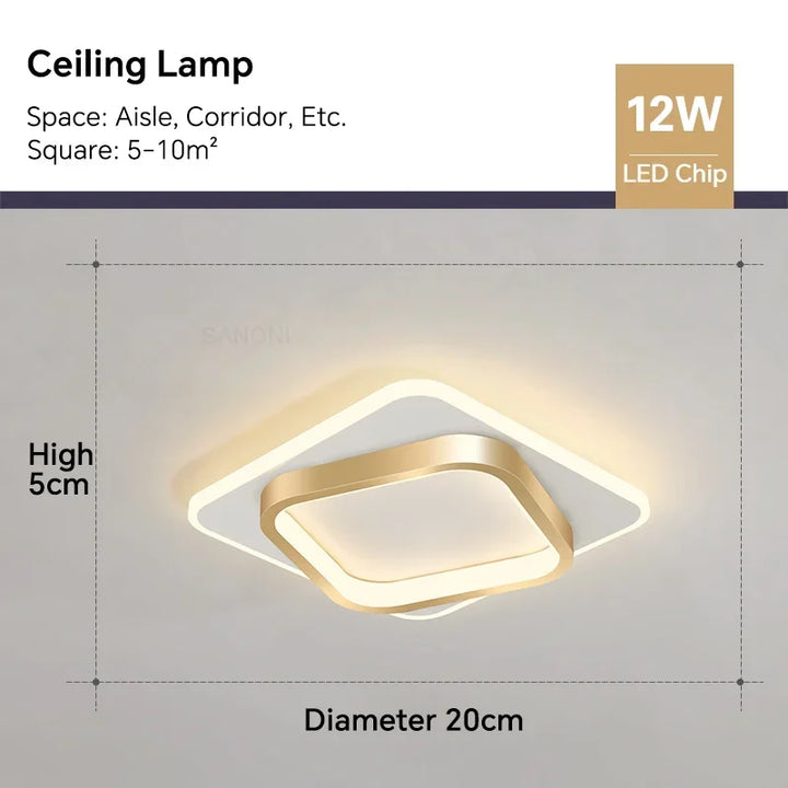 Modern LED Ceiling Lamp - Square Ceiling Light Fixture for Living Room, Stair, Aisle, and More | Kalsten