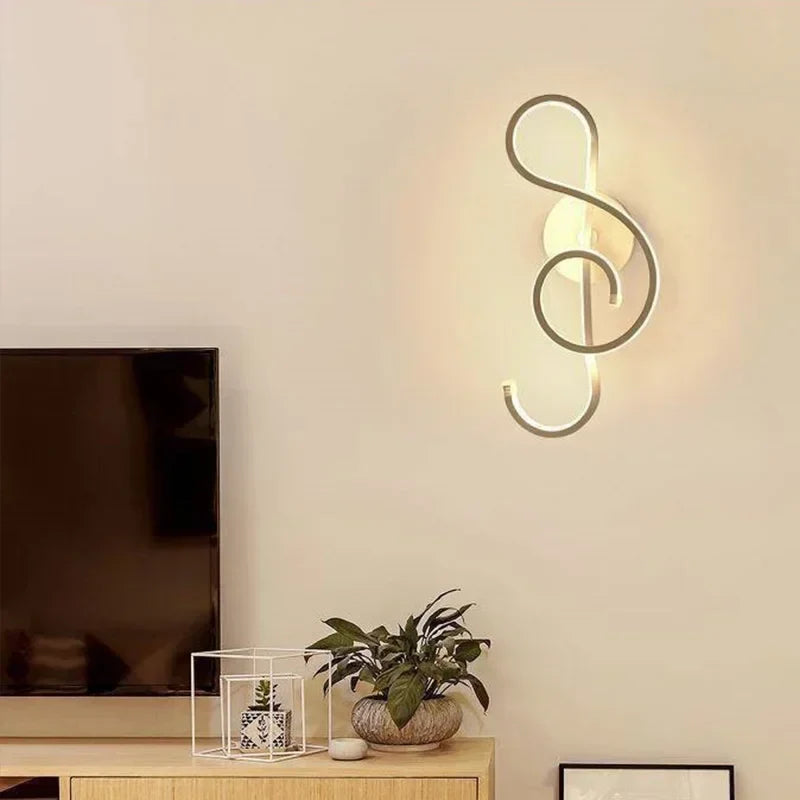 Modern LED Wall Lamp - Musical Note Wall Sconce for Bedroom, Living Room, and Study, Touch On/Off, Up & Down Light Direction, Indoor Home Decor | Kalsten