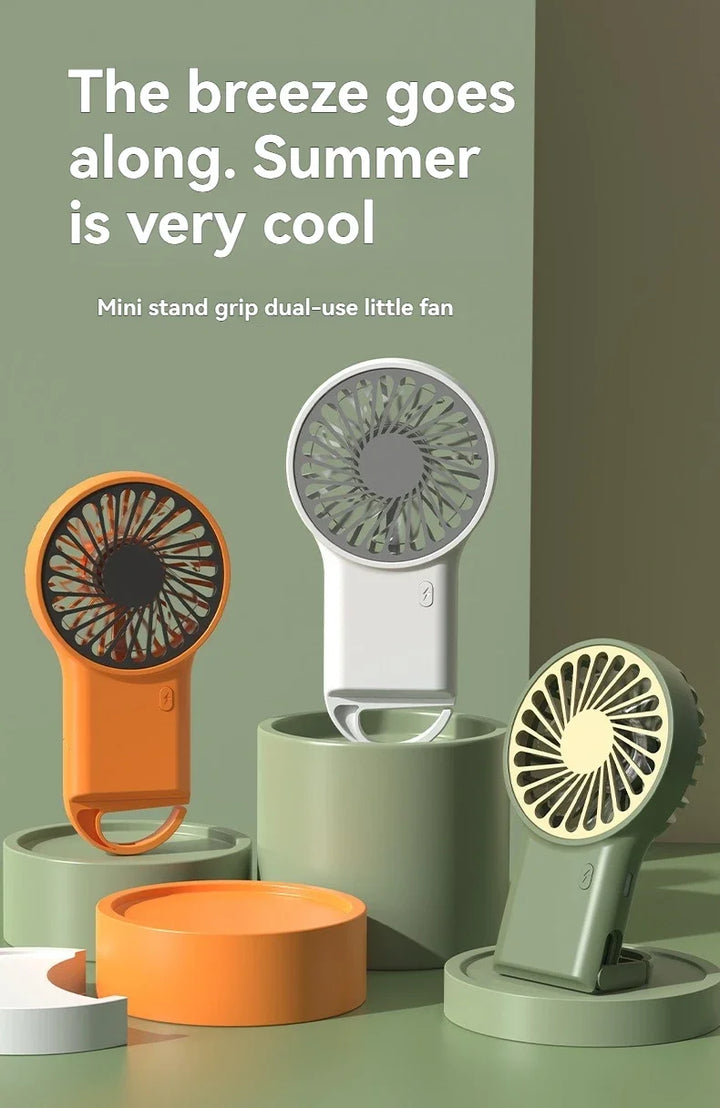 New Foldable USB Rechargeable Mini Fan | Handheld Desktop Fan with Cartoon Design & Hook for Outdoor, Home & Office Use | Kalsten