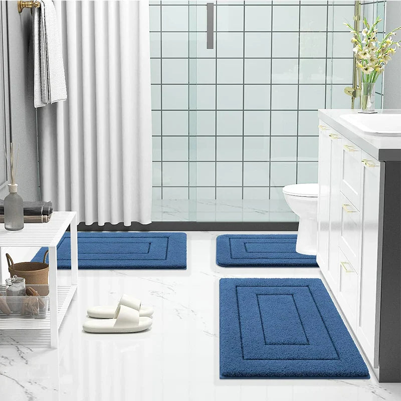 Bathroom Mat Microfiber Non-Slip – Double Layer Bath Mat | Highly Absorbent & Soft | Comfort Doormat | Kalsten