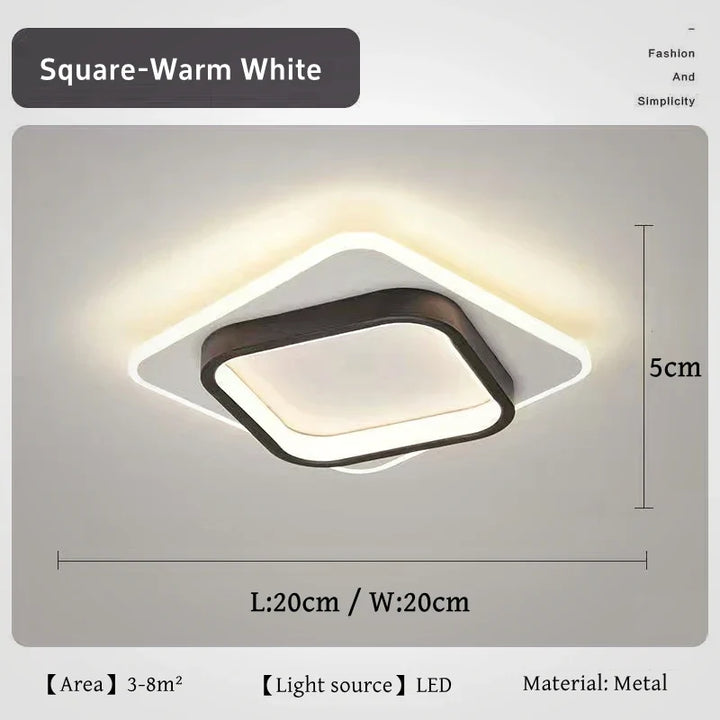 Modern LED Ceiling Light – Nordic Style Metal & Acrylic Ceiling Lamp for Living Room, Bedroom, and Aisle | Kalsten