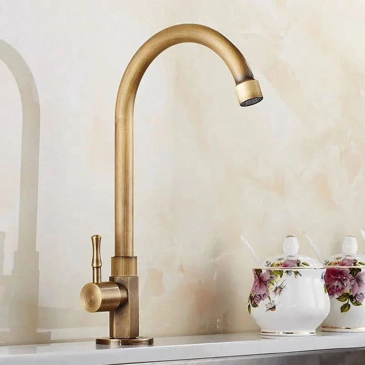 Kalsten | Antique brass swan neck tap for kitchen