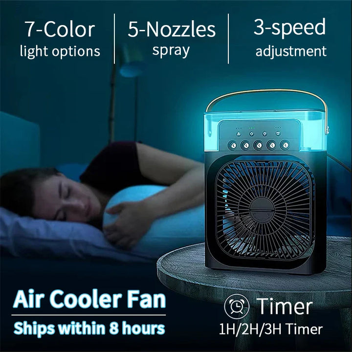 3-in-1 Mini Air Cooler Fan – Portable Household Air Conditioner with LED Night Light, Humidifier, and Adjustable Air for Home & Office | Kalsten