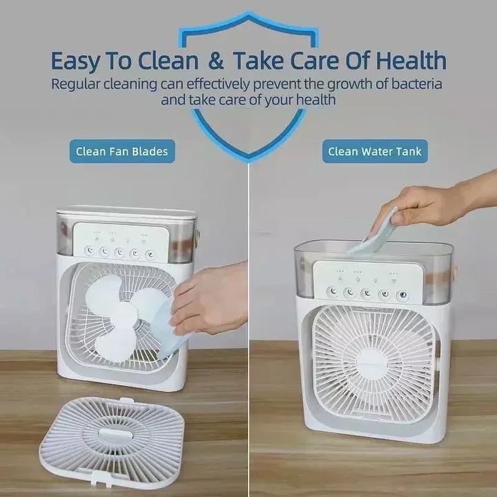 3-in-1 Mini Air Cooler Fan – Portable Household Air Conditioner with LED Night Light, Humidifier, and Adjustable Air for Home & Office | Kalsten