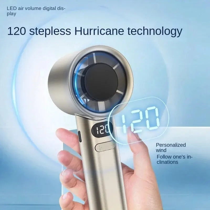 Portable Mini Bladeless Hand Fan – USB Rechargeable Handheld Personal Fan with 120-Speed High-Speed Airflow, Electric Cooling Fan | Kalsten