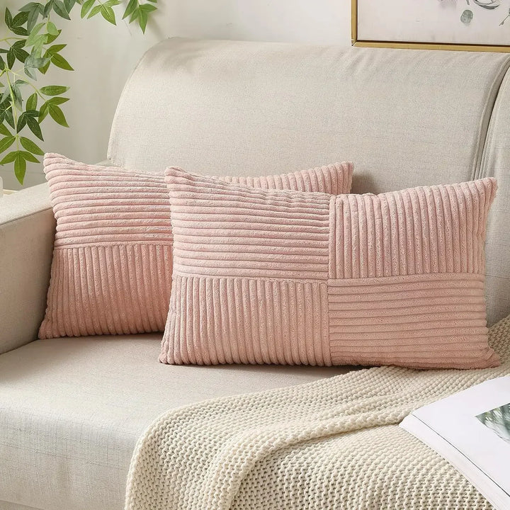 VelvetAura Cushion Cover - Stylish Striped Cushion Covers in Luxury Corduroy Set Kalsten