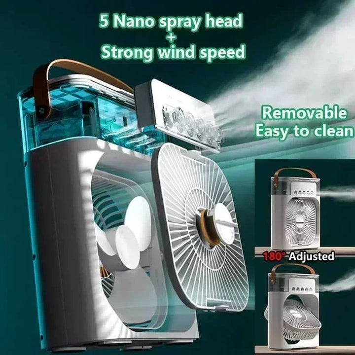 3-in-1 Mini Air Cooler Fan – Portable Household Air Conditioner with LED Night Light, Humidifier, and Adjustable Air for Home & Office | Kalsten