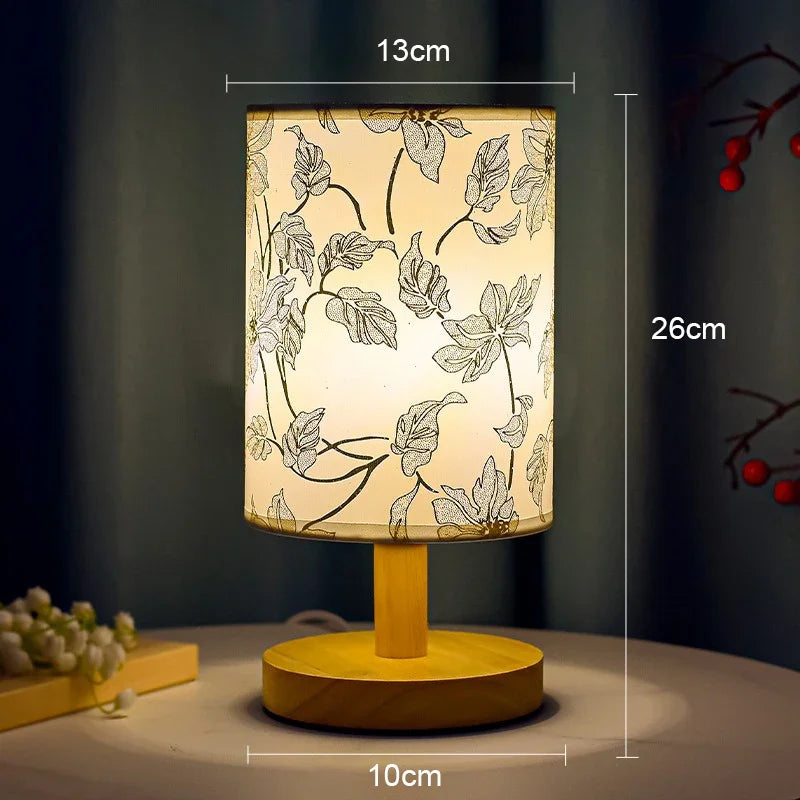 LiánHua LED Table Lamp Plum Blossom | Dimmable | Fabric Shade in Chinese Style | Warm White Light | EU Plug | Kalsten
