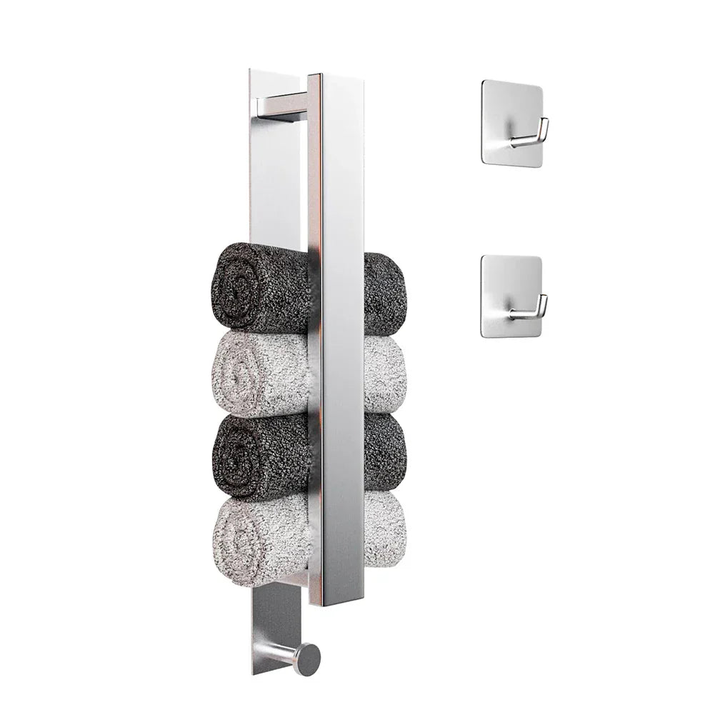 Modern Self-Adhesive Towel Rack - in Silver and Black Kalsten