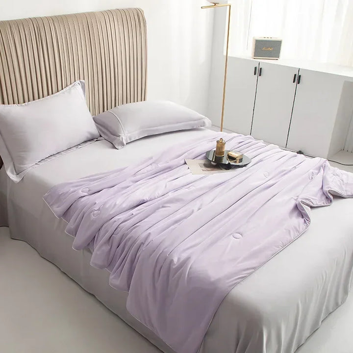 Air Condition Summer Comforter — Pure Color Ice Silk Cooling Blanket, Lightweight & Smooth Twin/King Size Quilt | Kalsten