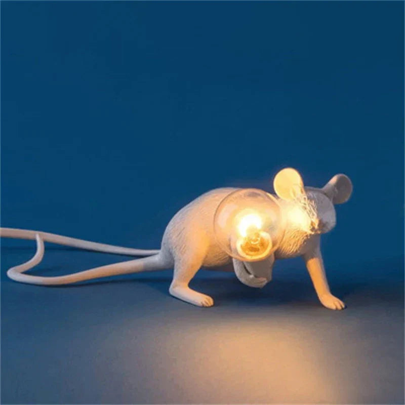 Modern LED Animal Table Lamps: Resin Rat, Cat, and Squirrel Night Lights | Kalsten