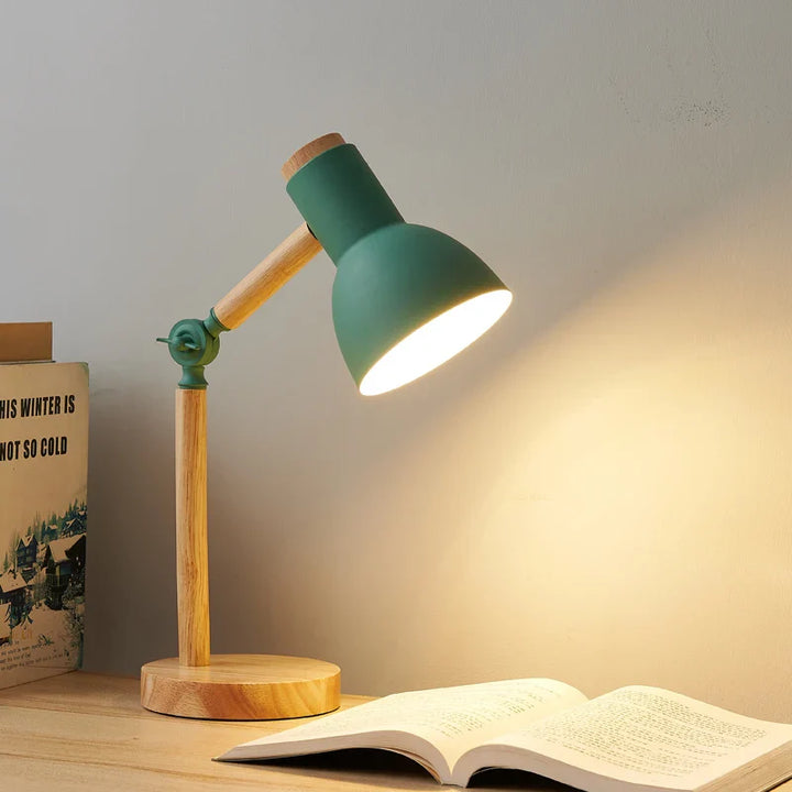 Creative Nordic Table Lamp | Wooden Art LED Turn Head Desk Light for Bedroom, Study & Eye Protection | Kalsten