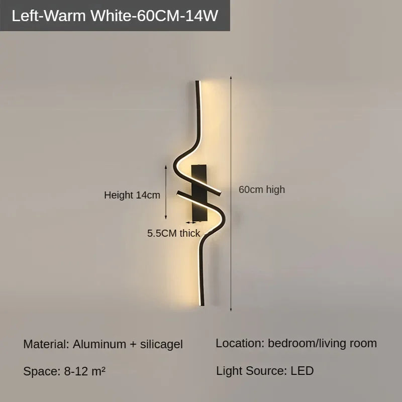 Modern Minimalist Strip Led Wall Light Bedroom Lights For Bedside Wall Sconce Led Light Living Room TV Sofa Background Wall Lamp | Kalsten
