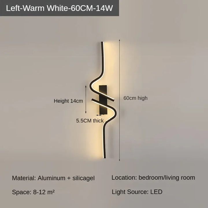 Modern Minimalist Strip Led Wall Light Bedroom Lights For Bedside Wall Sconce Led Light Living Room TV Sofa Background Wall Lamp | Kalsten