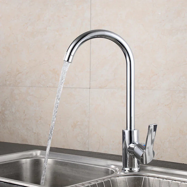 Chrome faucet with single lever mixer – High-quality faucet for sinks, easy to clean, durable and simple installation for modern kitchens | Kalsten