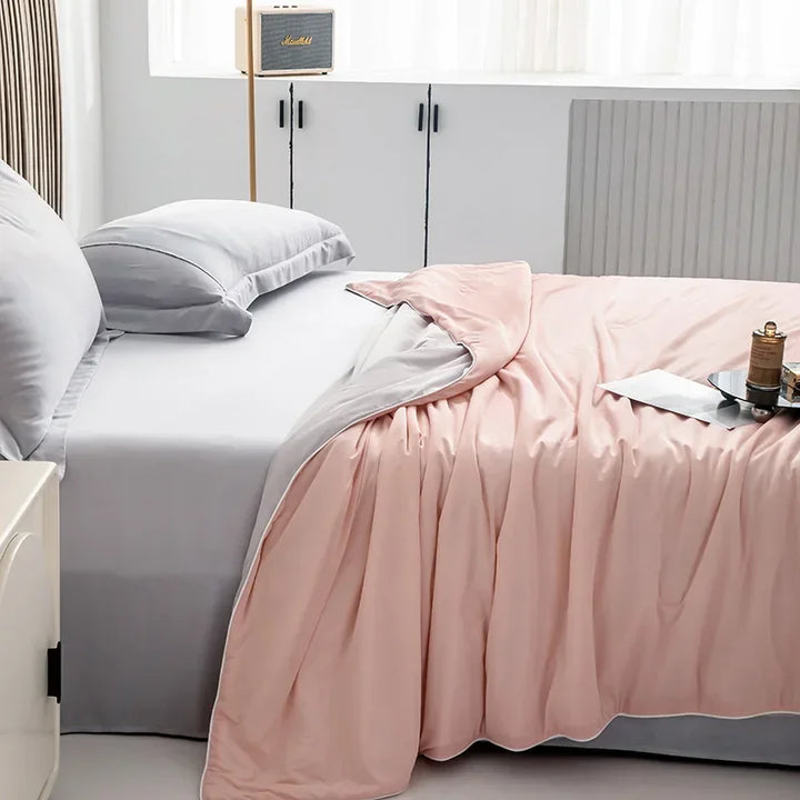 Air Condition Summer Comforter — Pure Color Ice Silk Cooling Blanket, Lightweight & Smooth Twin/King Size Quilt | Kalsten