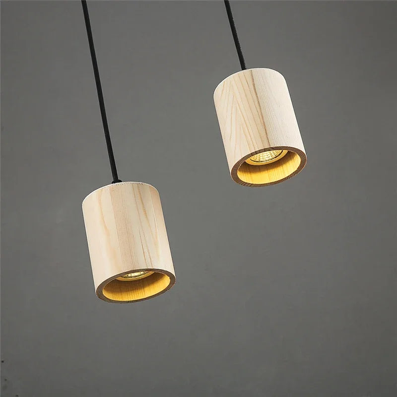 Modern Wooden Pendant Light – Nordic Style Solid Wood Lamp for Living Room, Bedroom, Bar, and Restaurant, E27 Bulb Base | Kalsten