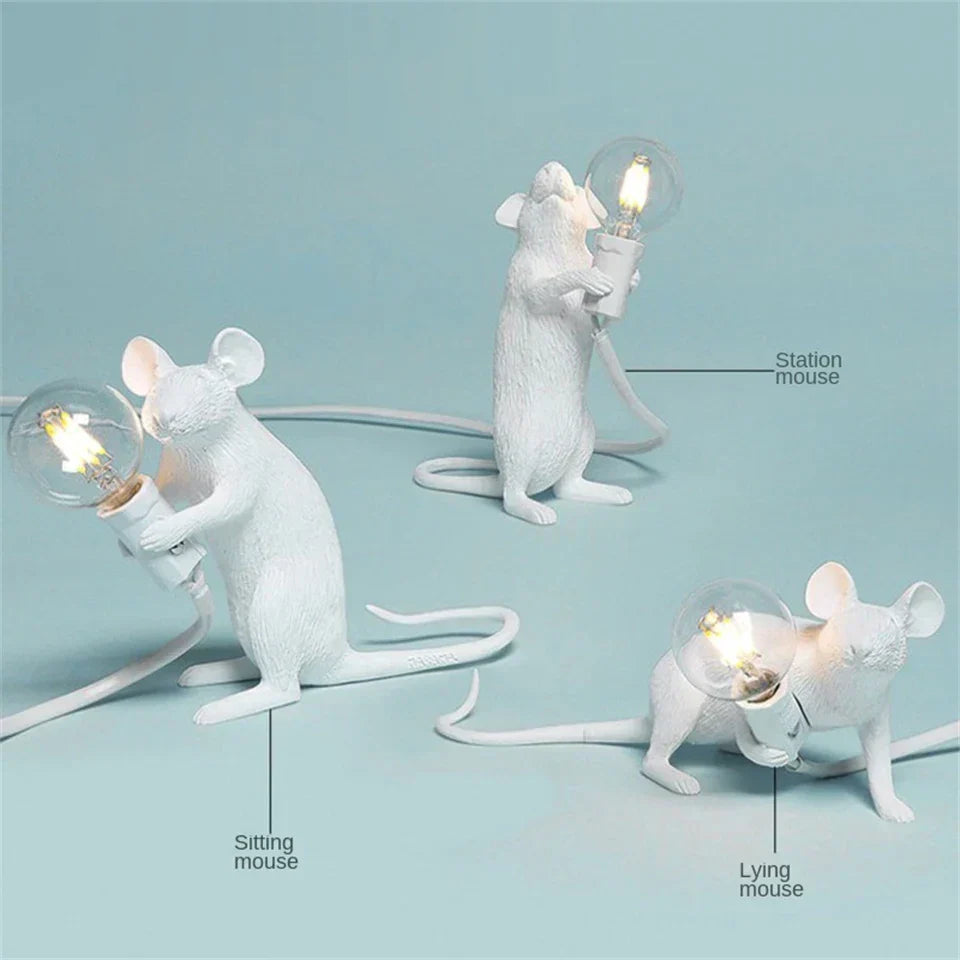 Modern LED Animal Table Lamps: Resin Rat, Cat, and Squirrel Night Lights | Kalsten