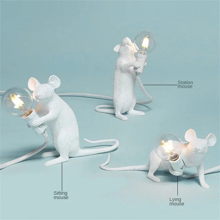 Modern LED Animal Table Lamps: Resin Rat, Cat, and Squirrel Night Lights | Kalsten