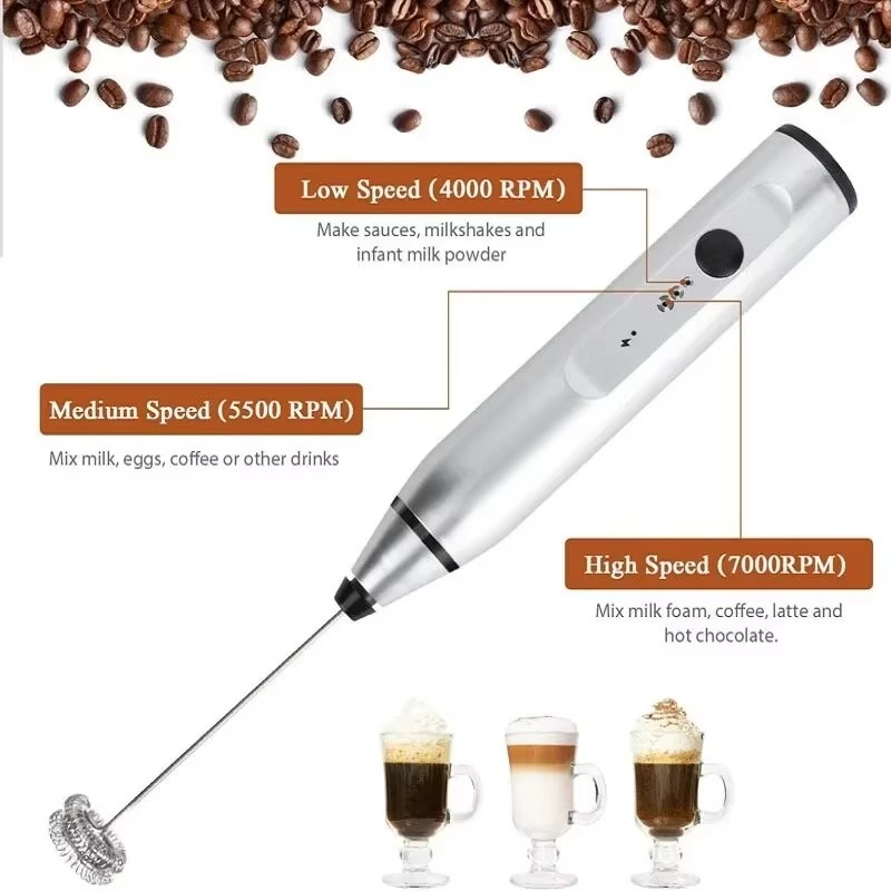 Kalsten | Portable USB Electric Milk Frother Handheld Coffee Whisk and Mini Food Blender