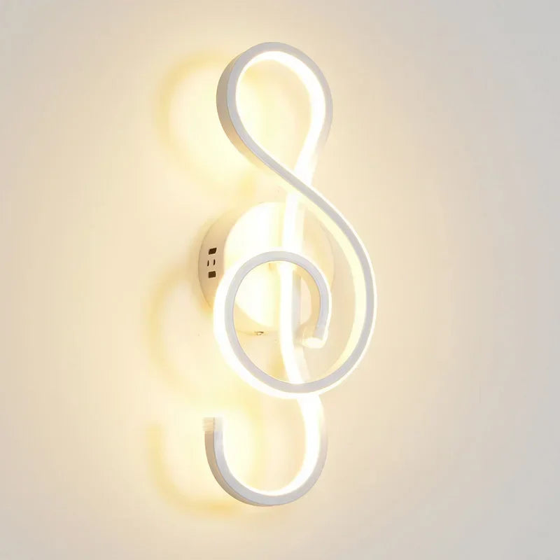 Modern LED Wall Lamp - Musical Note Wall Sconce for Bedroom, Living Room, and Study, Touch On/Off, Up & Down Light Direction, Indoor Home Decor | Kalsten