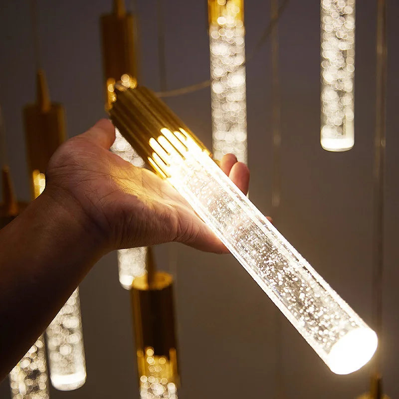 Modern Crystal Pendant Light: Elegant Gold Droplet Hanging Lamp for Bedroom and More | Kalsten