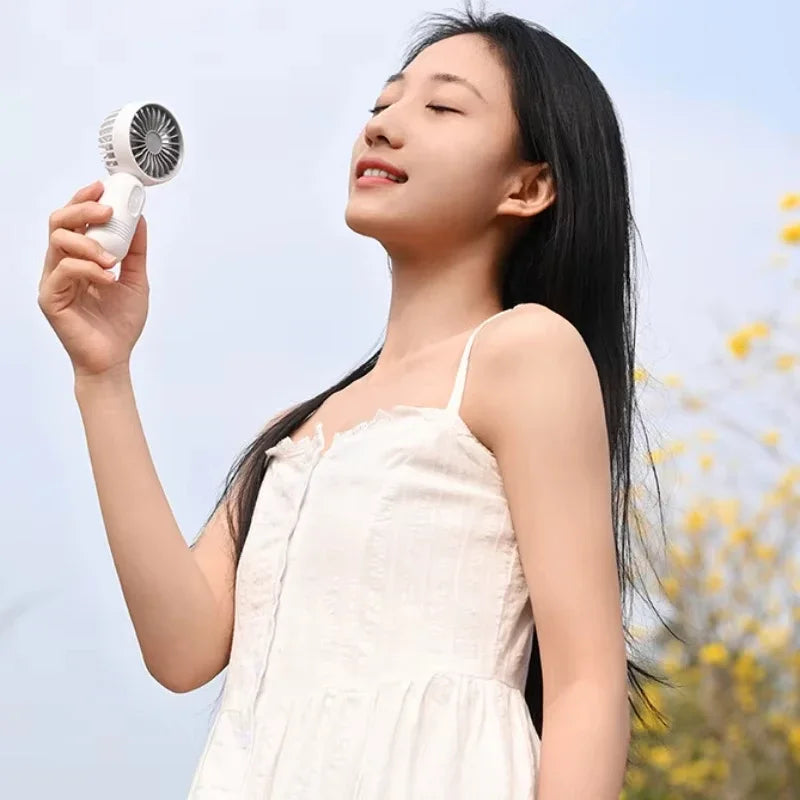 Mini Handheld USB Fan – 3-Speed Strong Wind Portable Desk Fan, Rechargeable for Students, Office, Outdoor, Travel, and Camping | Kalsten
