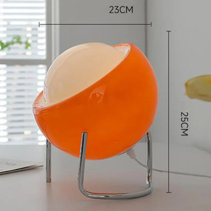 Aurivio Table Lamp | Glass & Stainless Steel | Retro-Nordic Design | LED Night Light Beige/Orange | Ø21×H25 cm | Kalsten