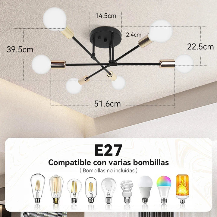 Modern LED Ceiling Chandelier – 6-Light Hanging Pendant Lamp for Living Room, Dining Room, and Kitchen | Kalsten