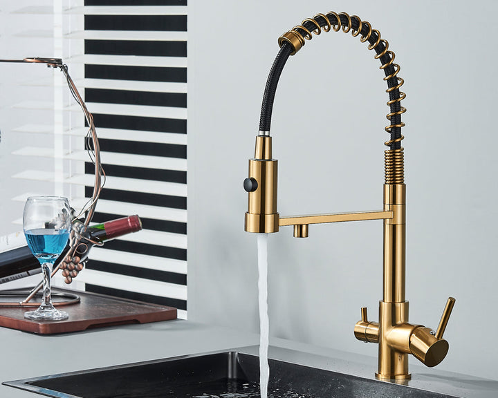 Sandsberg Black Filter Kitchen Faucet with Dual Outlet – Mixing Tap with Water Filter for Kitchens, Water Treatment and Cleaning | Kalsten