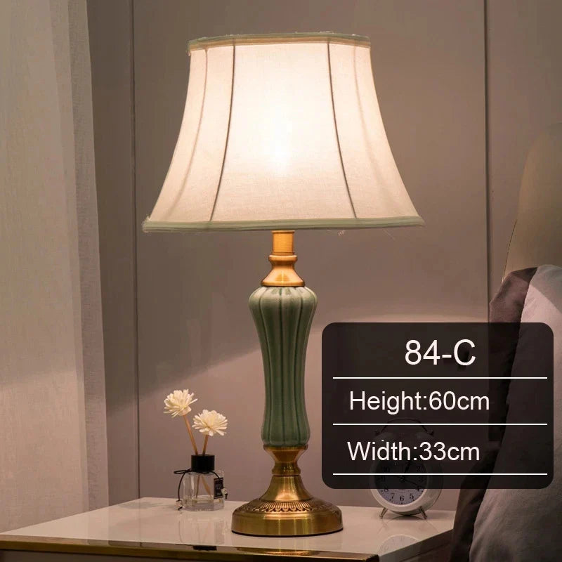 Modern Hotel Bedside Lamp Table Ceramic Light - Nordic Ins Fabric Desk Light - Household Foyer Living Room Bedside Study Desk Lamp | Kalsten