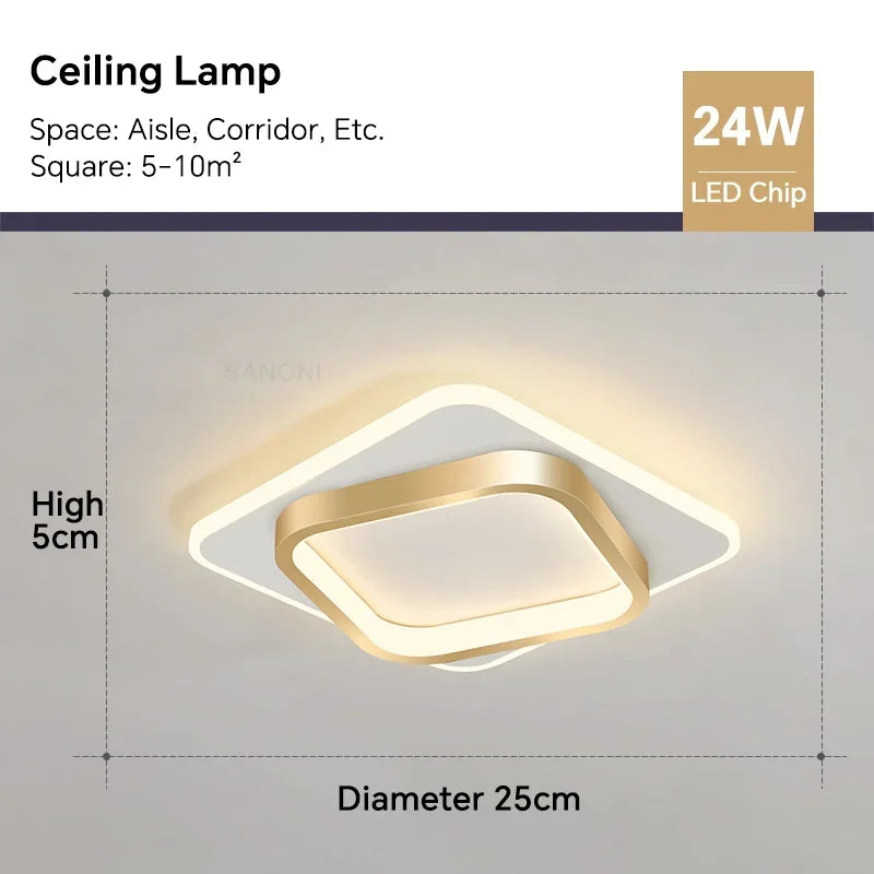 Modern LED Ceiling Lamp - Square Ceiling Light Fixture for Living Room, Stair, Aisle, and More | Kalsten
