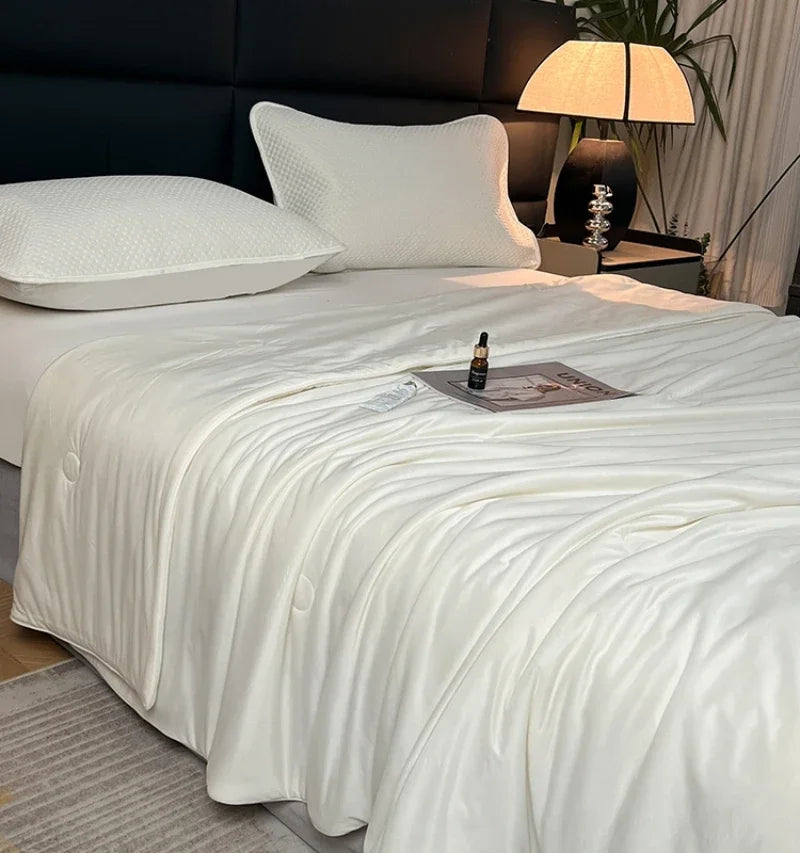 Air Condition Summer Comforter — Pure Color Ice Silk Cooling Blanket, Lightweight & Smooth Twin/King Size Quilt | Kalsten