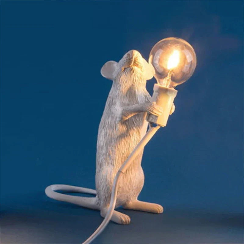 Modern LED Animal Table Lamps: Resin Rat, Cat, and Squirrel Night Lights | Kalsten
