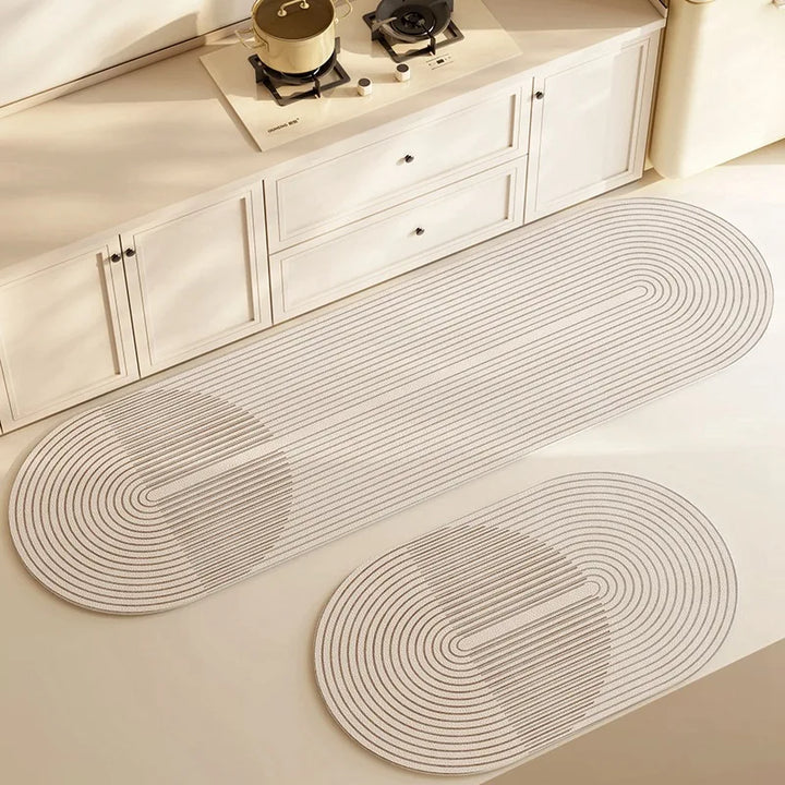 Kalsten | Pureterra | Kitchen Mat Super Absorbent | Non-Slip & Washable | Diatomite Design | Oval & Long Shape | Comfort Rug for Kitchen & Bathroom