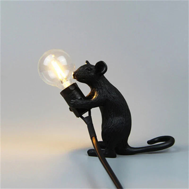 Modern LED Animal Table Lamps: Resin Rat, Cat, and Squirrel Night Lights | Kalsten