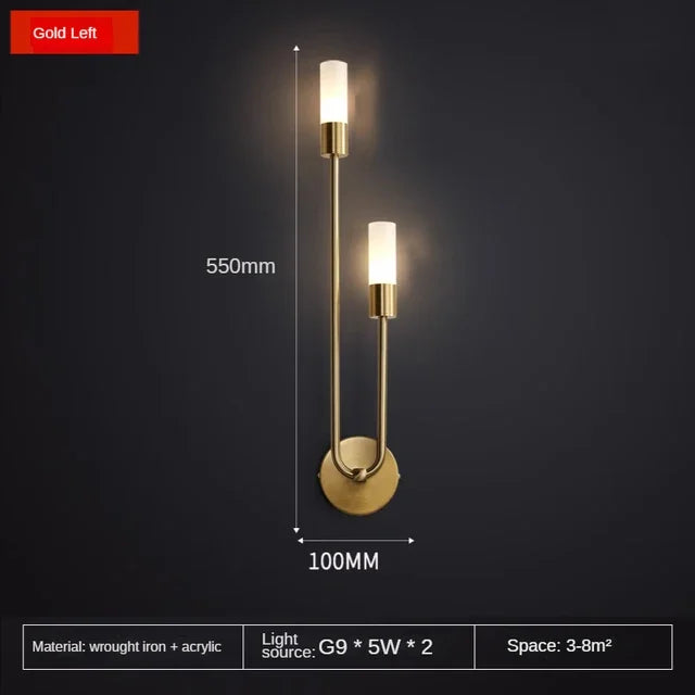 Modern Gold LED Wall Light – Nordic Sconce for Living Room, Bedroom, Kitchen, and Hallway Décor | Kalsten