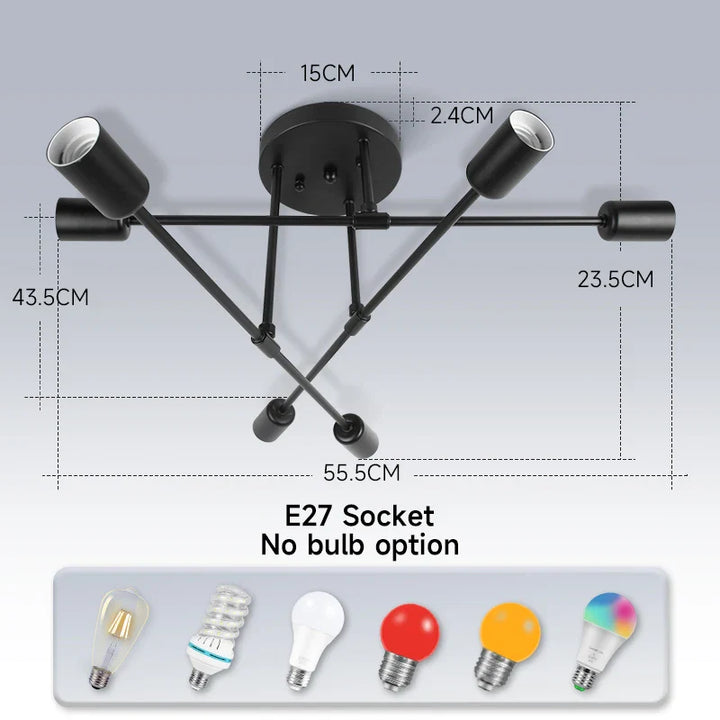 Modern LED Ceiling Chandelier – 6-Light Hanging Pendant Lamp for Living Room, Dining Room, and Kitchen | Kalsten