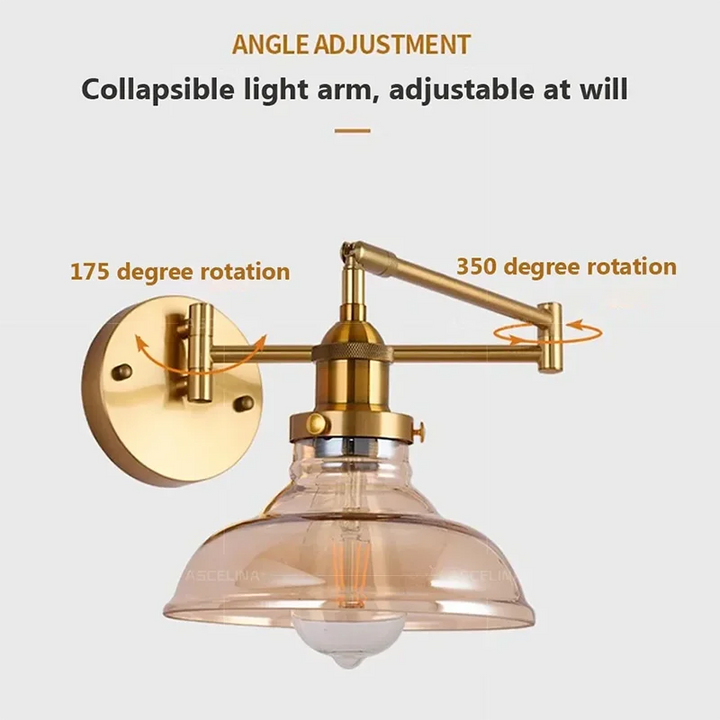 Nordic LED Glass Wall Lamp – Swing Arm Telescopic Folding Reading Light for Bedroom, Living Room, and Study, Adjustable Long Pole Design | Kalsten