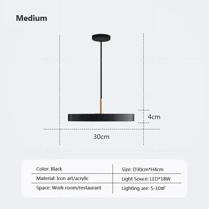 Modern LED Pendant Light – 23/30cm Disc Hanging Lamp for Bedroom, Living Room, Office, and Aisle – Dimmable LED Ceiling Light | Kalsten