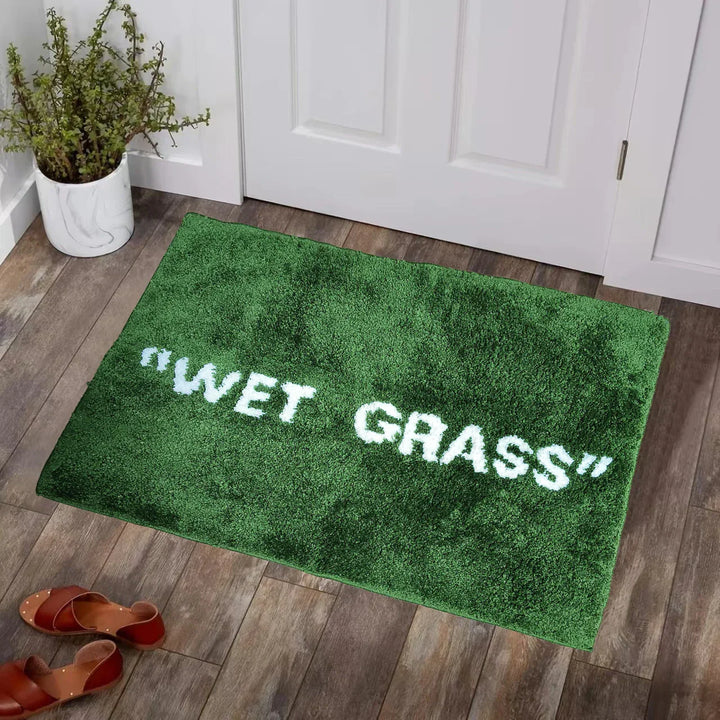 FreshLawn Comfort Mat – Trendy "Wet Grass" Doormat in Green with Soft Plush | Kalsten