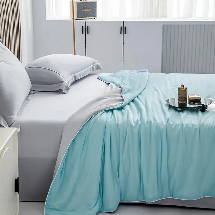 Air Condition Summer Comforter — Pure Color Ice Silk Cooling Blanket, Lightweight & Smooth Twin/King Size Quilt | Kalsten