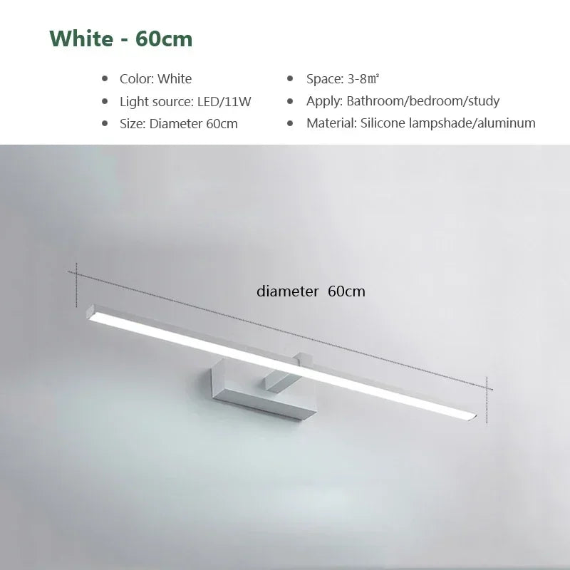 Modern Gold LED Wall Lamp – Bathroom Mirror Light with Touch Switch for Bedroom, Living Room, and Vanity Lighting | Kalsten