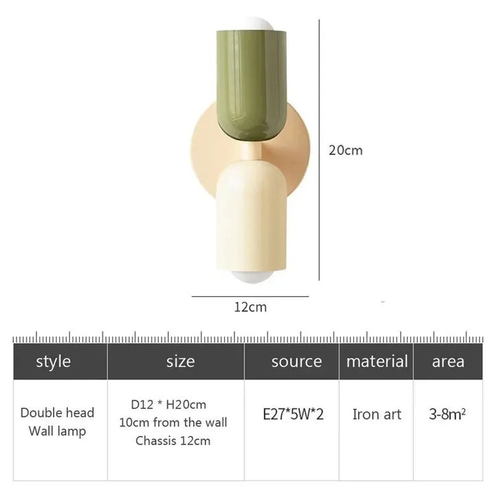 Nordic LED Wall Lamps – Modern Minimalist Double Head Wall Light for Living Room, Bedroom, Study, and Indoor Decor | Kalsten