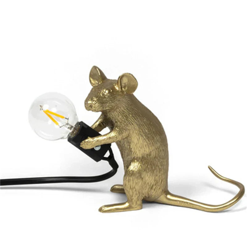 Modern LED Animal Table Lamps: Resin Rat, Cat, and Squirrel Night Lights | Kalsten